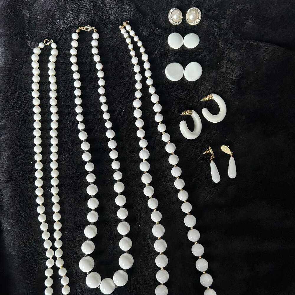 80s Retro Costume Jewelry (Estate sale finds) - Chunky White Vintage Pieces